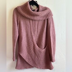 Berretti Made in Italy Cozy Mauve Pink Cowl Neck Mohair Wool Sweater Sz M